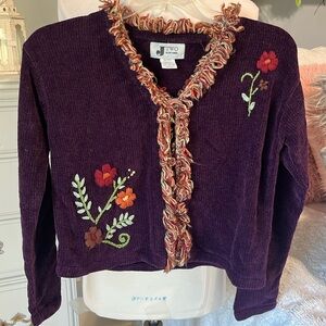 Comfy Vintage JTwo New York Sweater Fringe Crochet